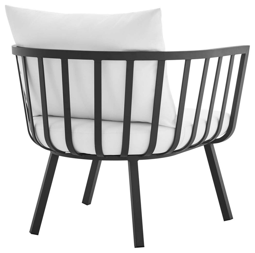 Riverside Outdoor Patio Aluminum Armchair Set of 2 Gray White