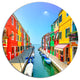 Colorful Burano Island Canal Venice, Landscape Disc Metal Wall Art, 36"