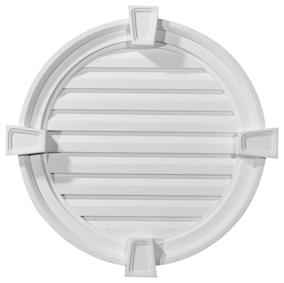 22"W x 22"H x 2 1/8"P Round Gable Vent with Keystones, Decorative