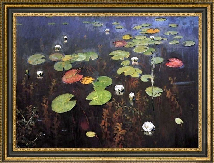 Isaac Ilich Levitan Water Lily, Nenuphar  Framed Premium Canvas Print, 18"x27"