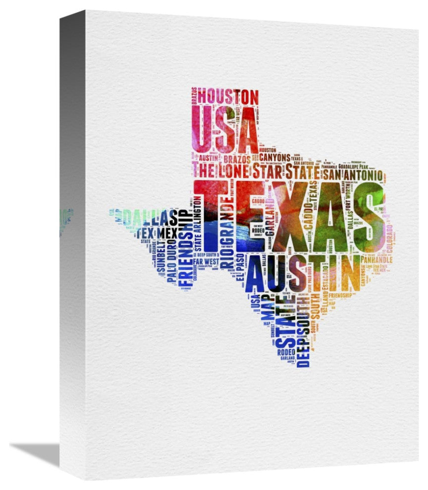 "Texas Watercolor Word Cloud" Fine Art Print