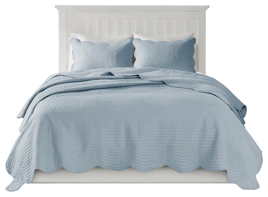 Madison Park Tuscany 3 Piece Reversible Scalloped Edge Quilt Set