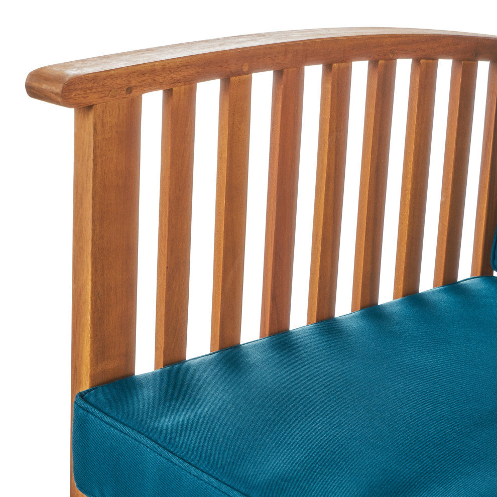 GDF Studio 8-Piece Cape Town Outdoor Acacia Wood Sofa Set, Dark Teal