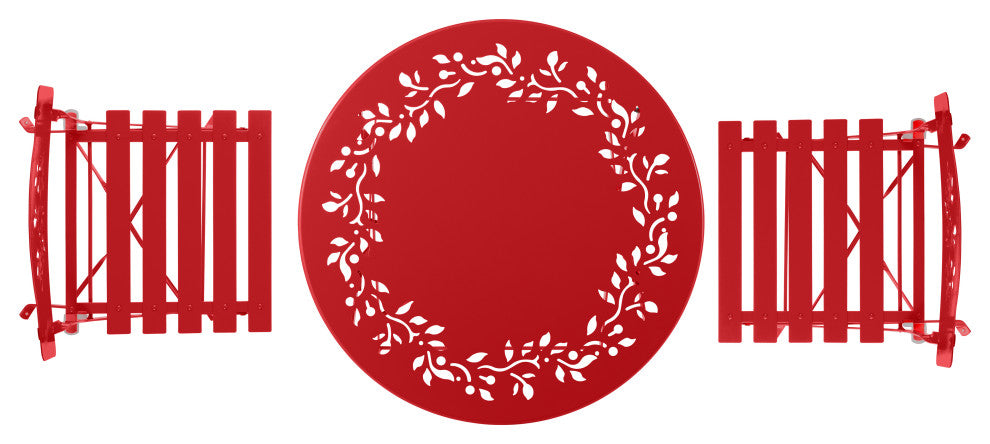 Metal 3-Piece Bistro Set, Red