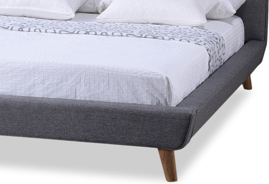 Jonesy Fabric Upholstered Platform Bed, Gray, Full