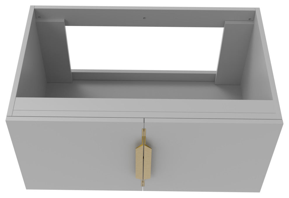 CastelloUSA Alpine 30" Wall Mounted Vanity, Base Only, Gray, Gold Handles