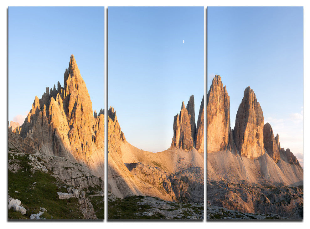 "Tre Cime and Monte Paterno at Sunset" Metal Wall Art, 3 Panels, 36"x28"