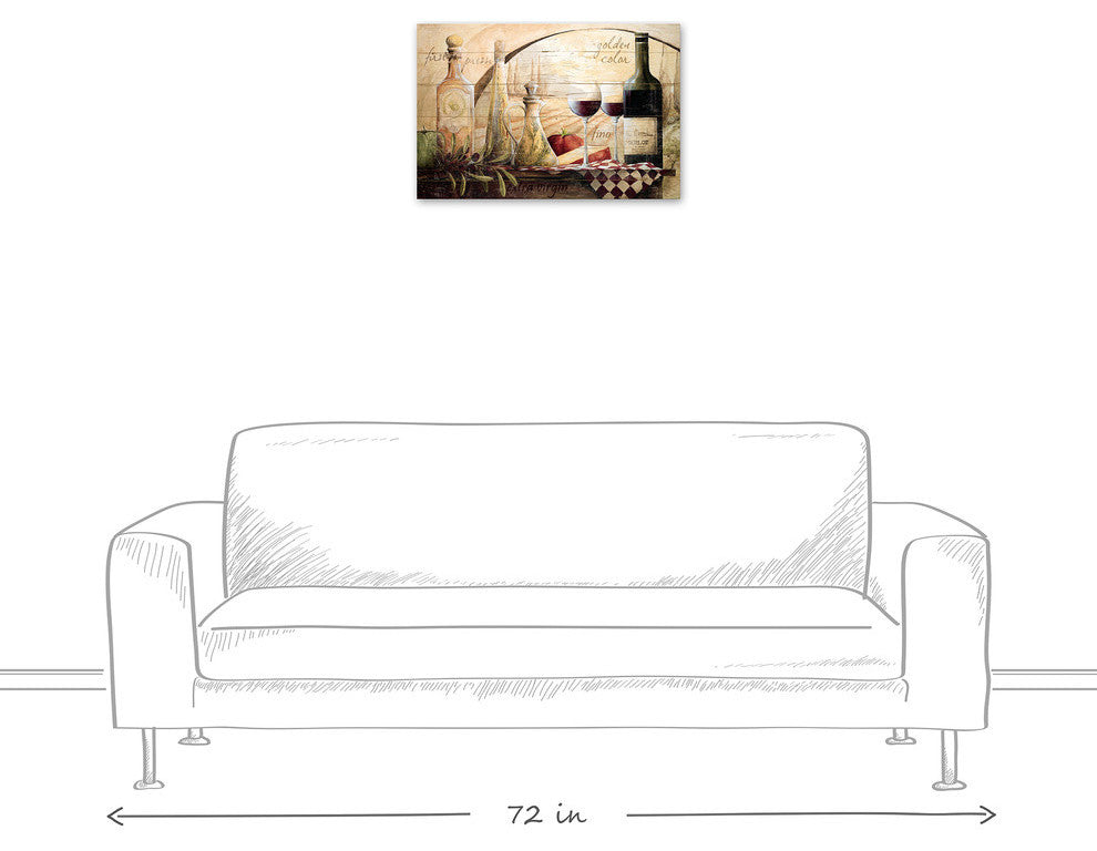 Tuscan Vineyard Wine Canvas Wall Art, 16"x24", Unframed