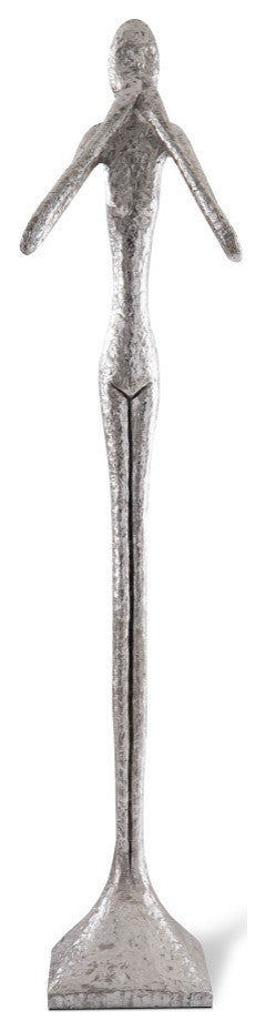 Speak No Evil Skinny Sculpture, Silver Leaf, Large