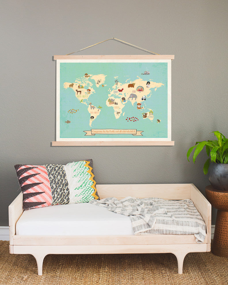 Global Compassion World Map 24x18 Children's Wall Art Poster
