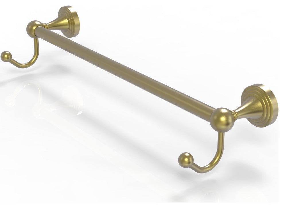 Sag Harbor 30" Towel Bar with Integrated Hooks, Satin Brass