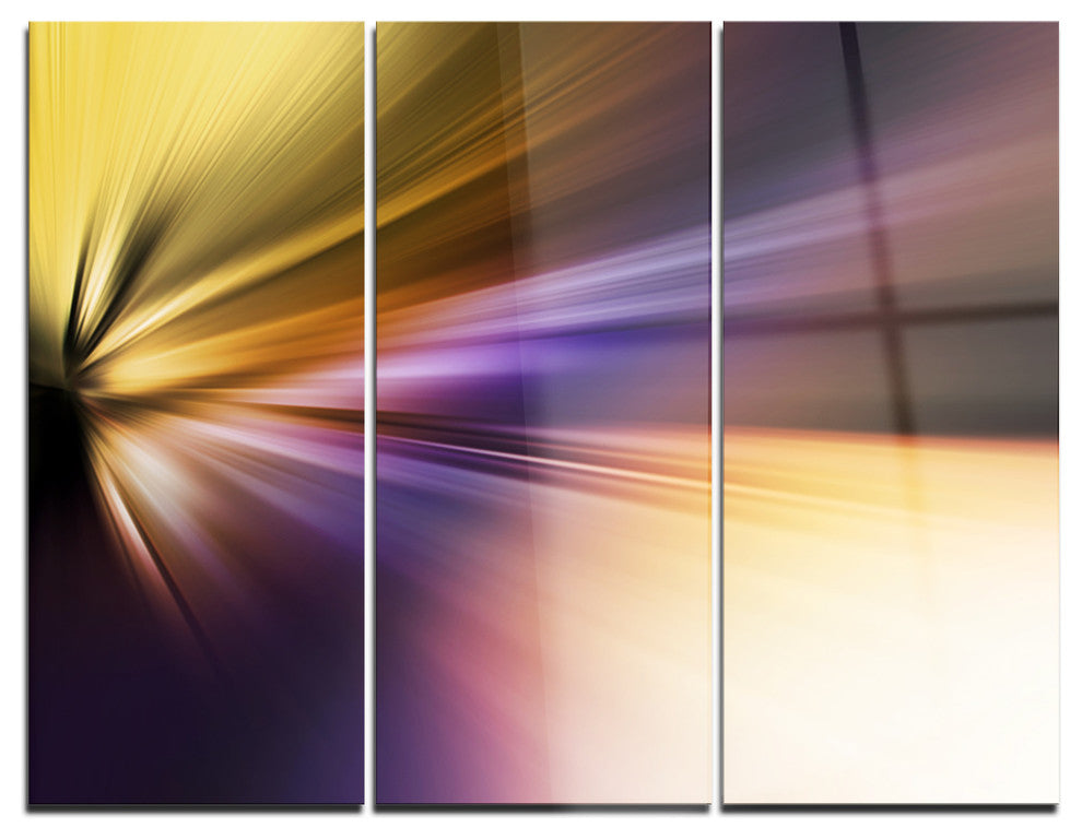 "Rays of Speed Purple Brown" Digital Metal Wall Art, 3 Panels, 36"x28"