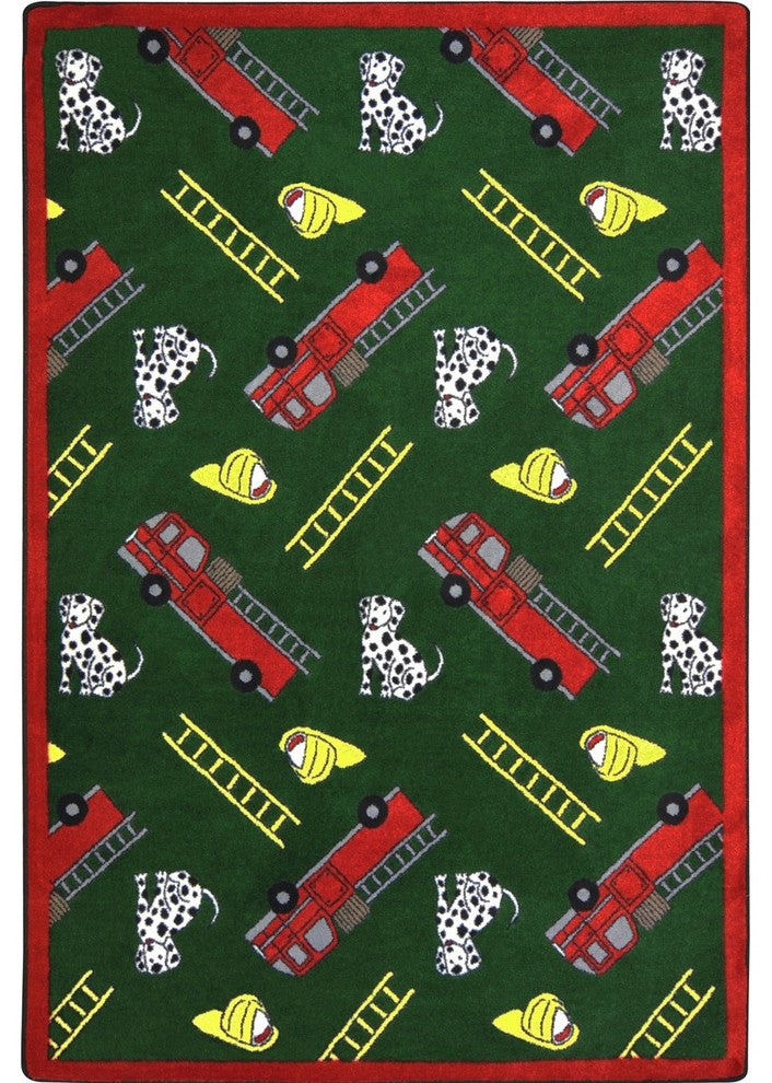 Playful Patterns Rug, Hook and Ladder, 7'8"x10'9", Green