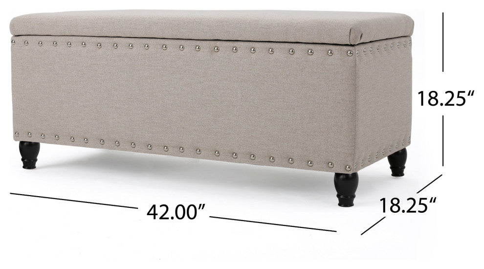 GDF Studio Evvy Fabric Storage Ottoman, Wheat