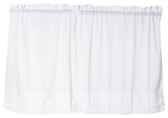 Holden Solid White Kitchen Curtain, 24" Tier