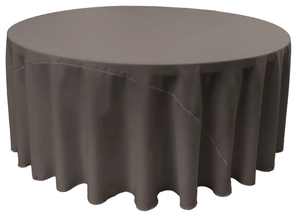 LA Linen Round Polyester Poplin, Charcoal, 132" Round