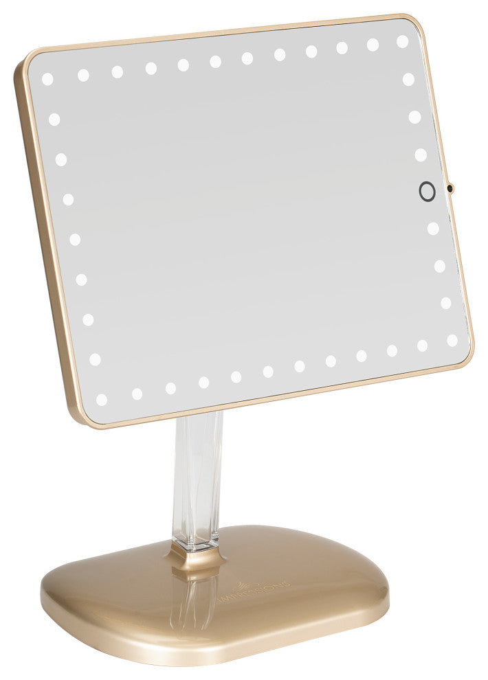 Touch Pro LED Makeup Mirror With Bluetooth Speaker and USB, Champagne Gold