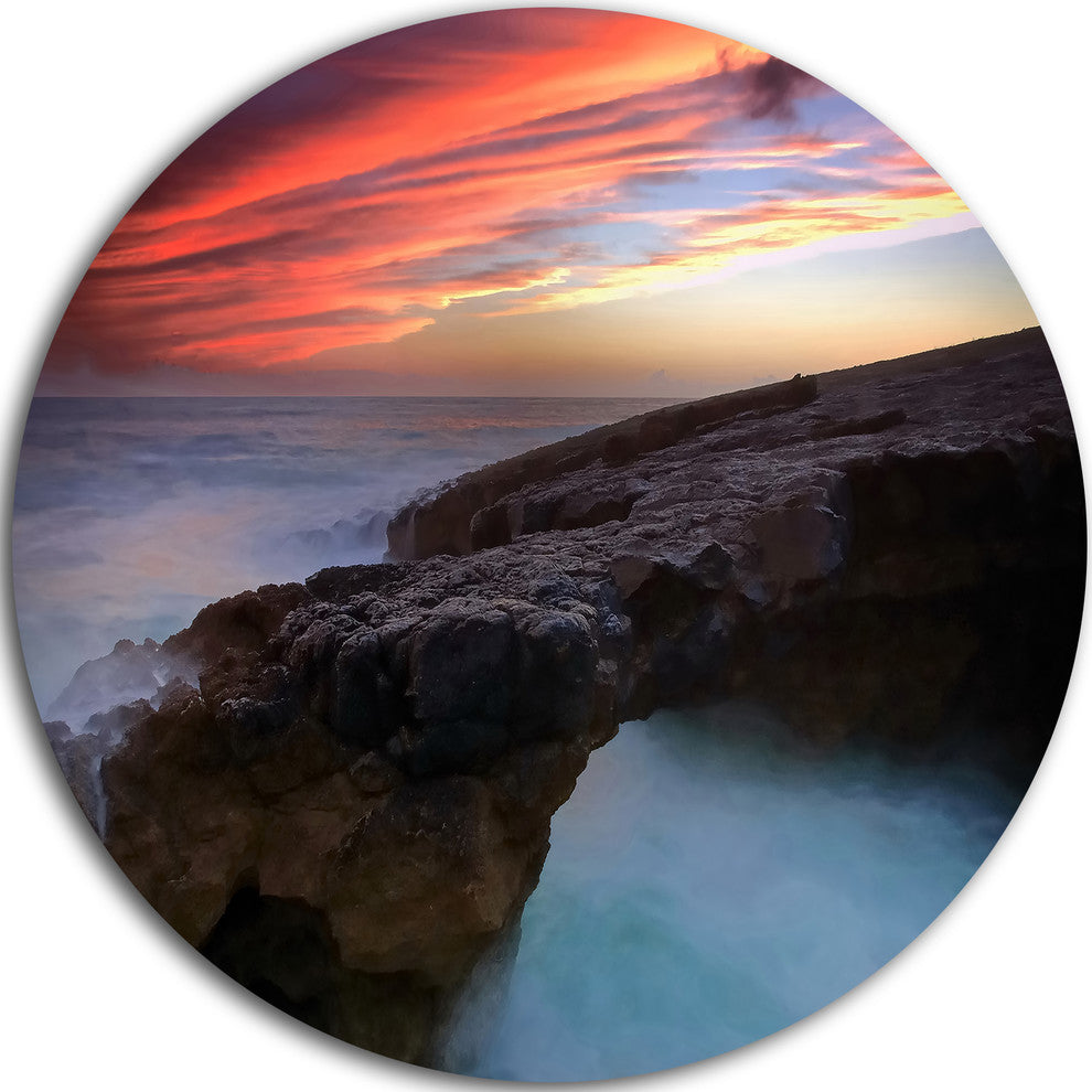 Colorful Cabo Raso Seashore Portugal, Seascape Round Wall Art, 36"