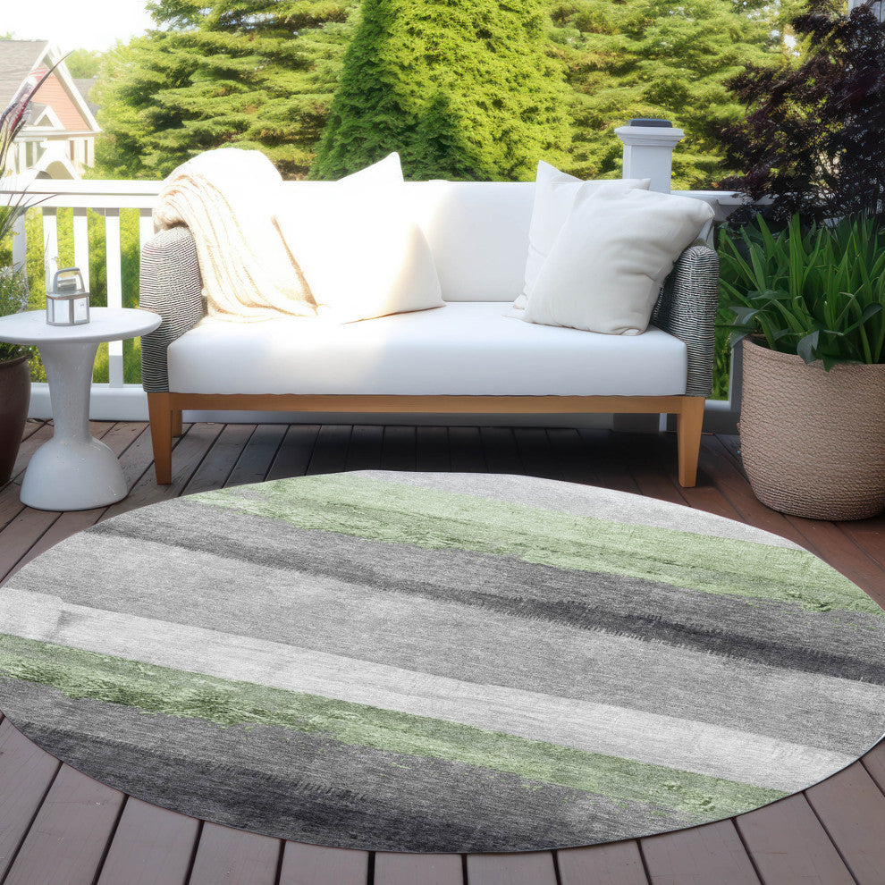 Machine Washable Indoor/Outdoor Chantille ACN1883 Aloe 8' x 8' Round Rug