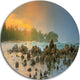 Romantic Untouched Beach Sunset, Landscape Round Metal Wall Art, 11"