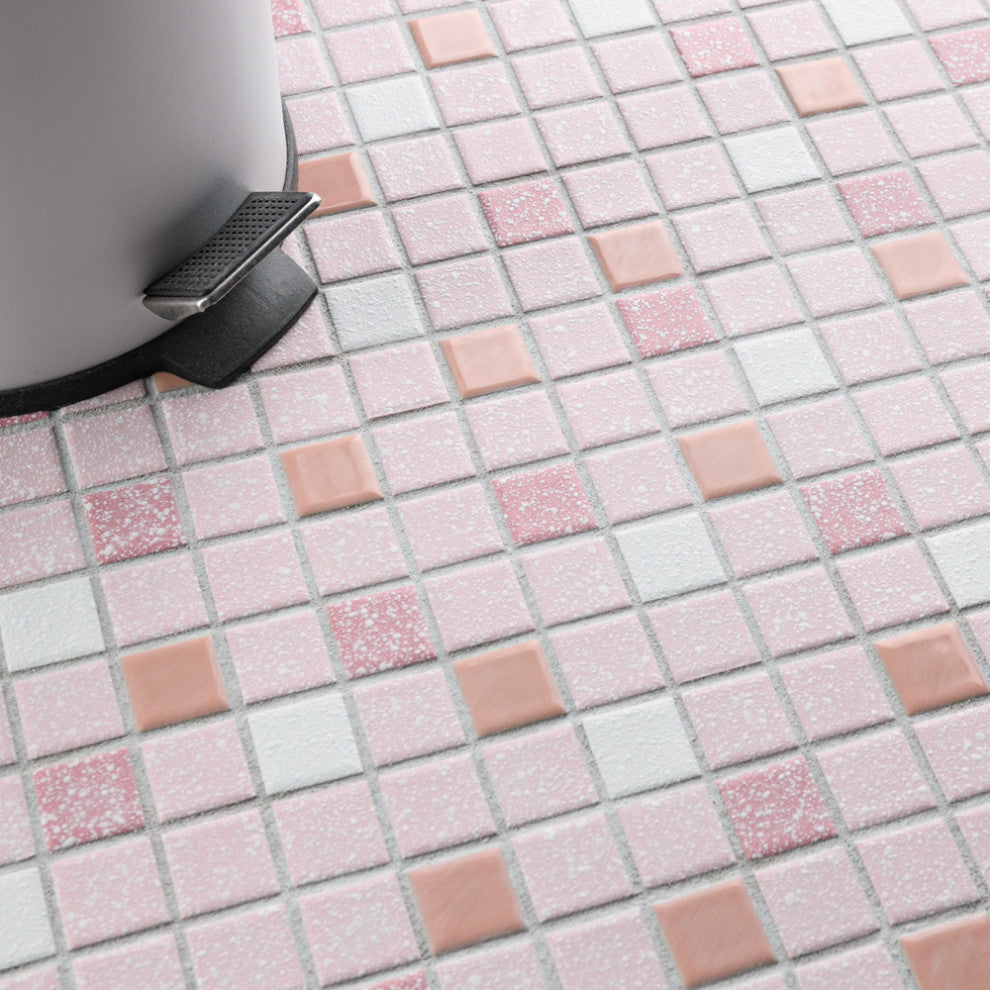 Crystalline Straight Edge Square Pink Porcelain Floor and Wall Tile