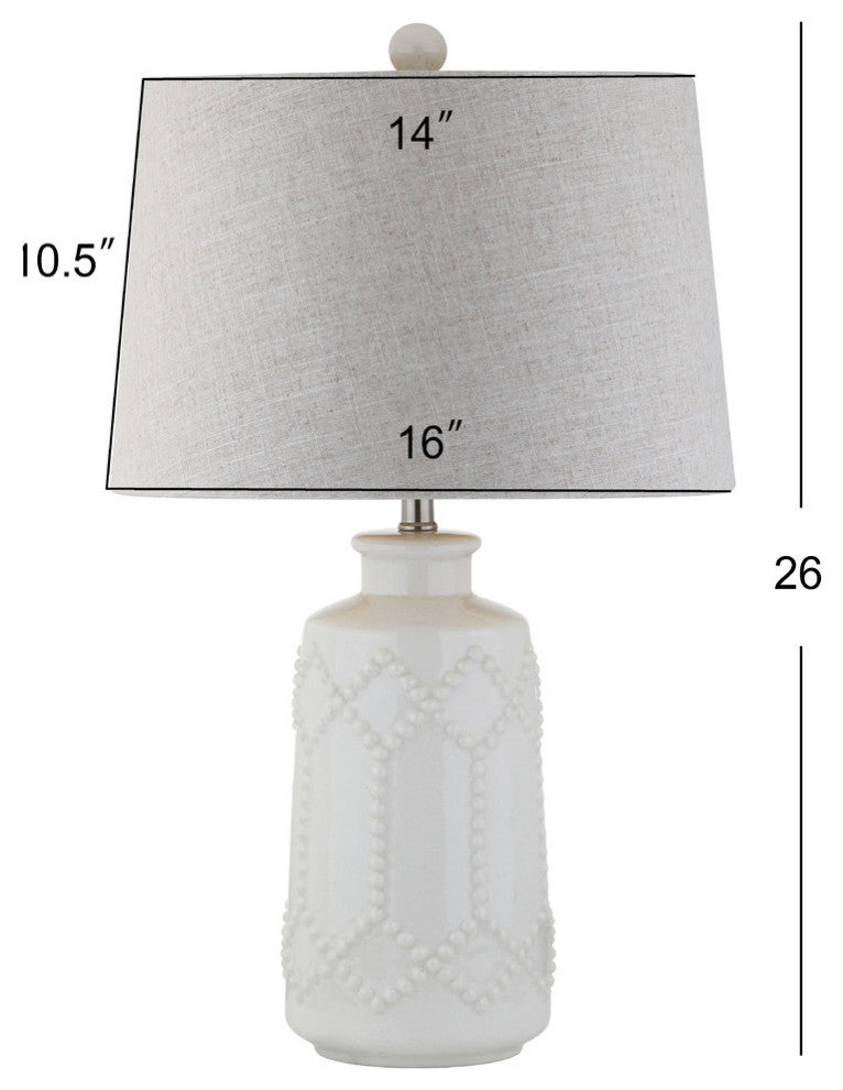Alice Ceramic LED Table Lamp, Cream, 26", Cream and White