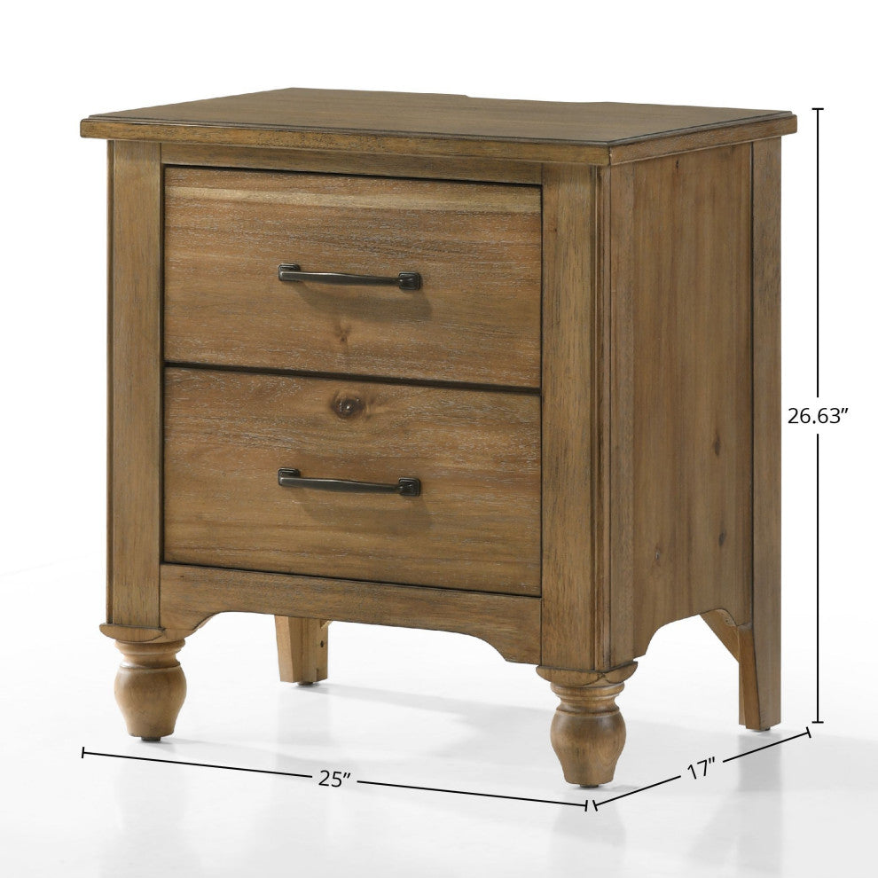 Highland 2-Drawer Wood Nightstand, Sand Dune