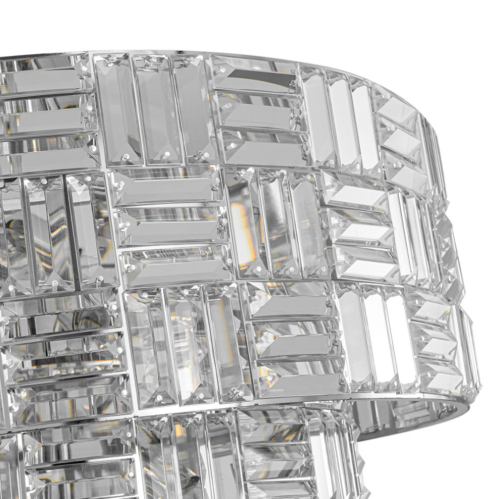 Luxury 11-Light Round Layered Chandelier With Crystal