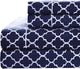 Percale Meridian 100% Cotton Sheet Set, Navy and White, Full