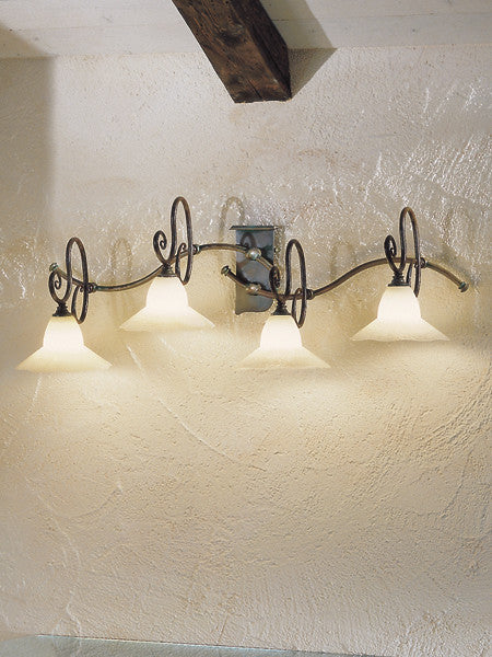 Country Line 1816 Wall Sconce, Verdigris And Rust, Satin White and Brick Red