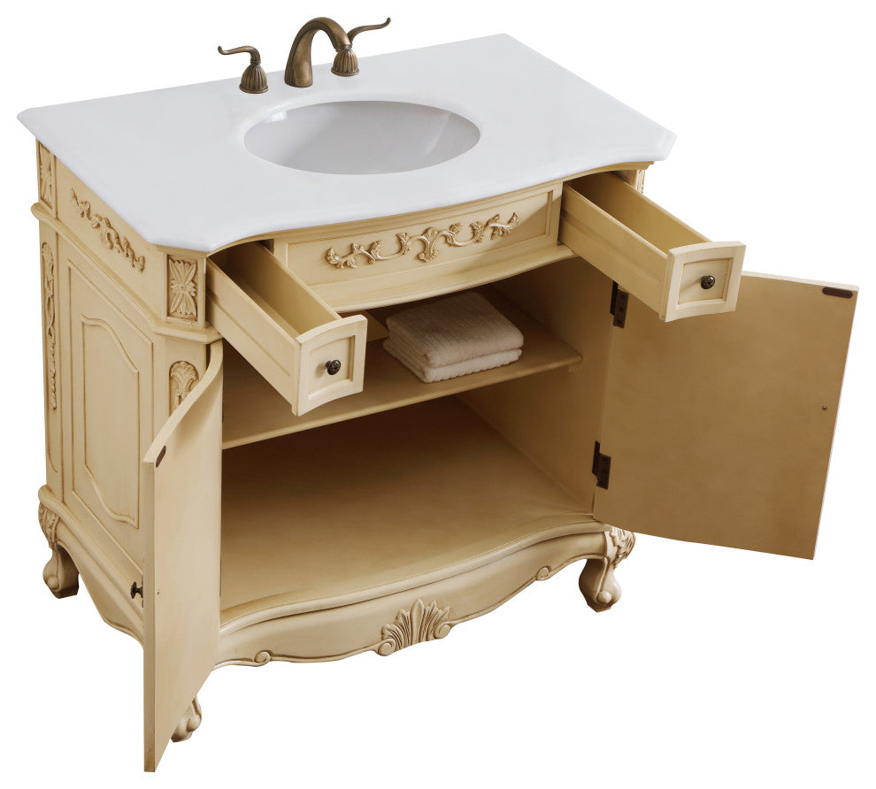 Bathroom Vanity, Light Antique Beige, 36", Single Sink