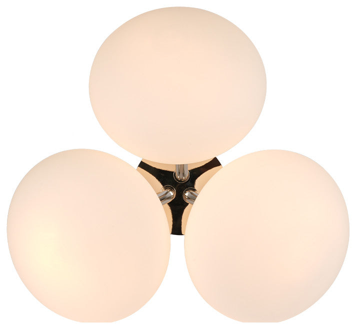 Modern Mid-Century 3-Light Elliptical Sputnik Glass Semi Ceiling Light, Nickel