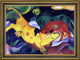 Franz Marc Cows- Yellow-Red-Green - 18" x 27" Framed Premium Canvas Print