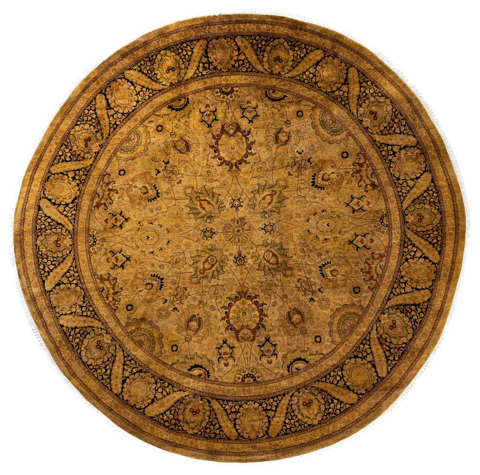 Overdyed One-of-a-Kind Hand-Knotted Area Rug Gold, 9' 1" x 9' 1"