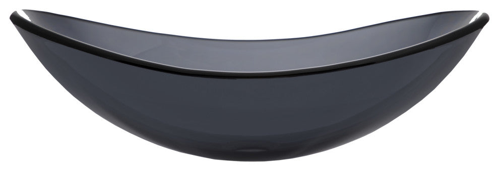 Eden Bath EB_GS47 Gray Canoe Shaped Tempered Glass Vessel Sink
