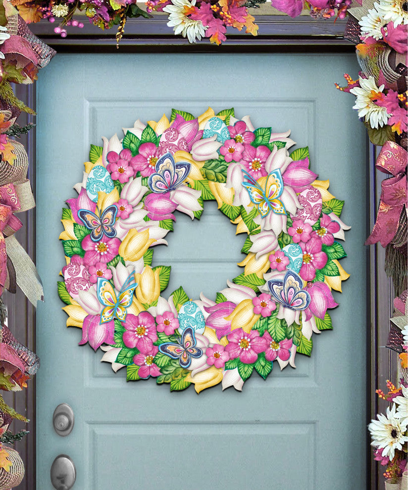 Flowers Spring Wreath Door Hanger