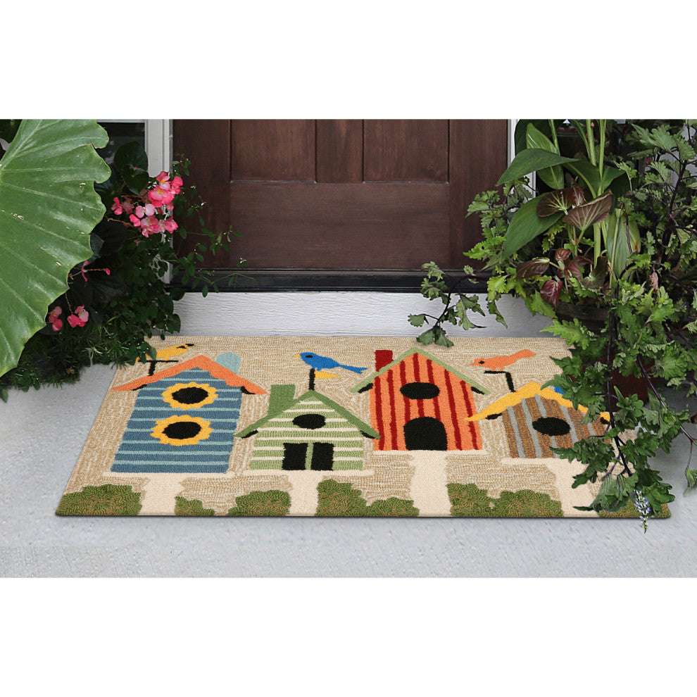 Frontporch Birdhouses Mat, Neutral, 1'8"x2' 6"
