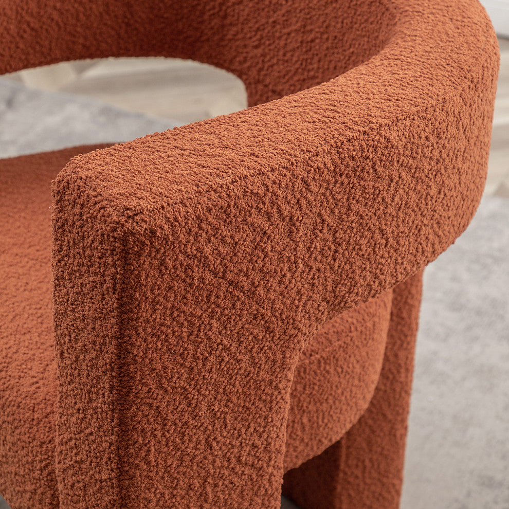 28" Wide Boucle Upholstered Square Armchair, Caramel