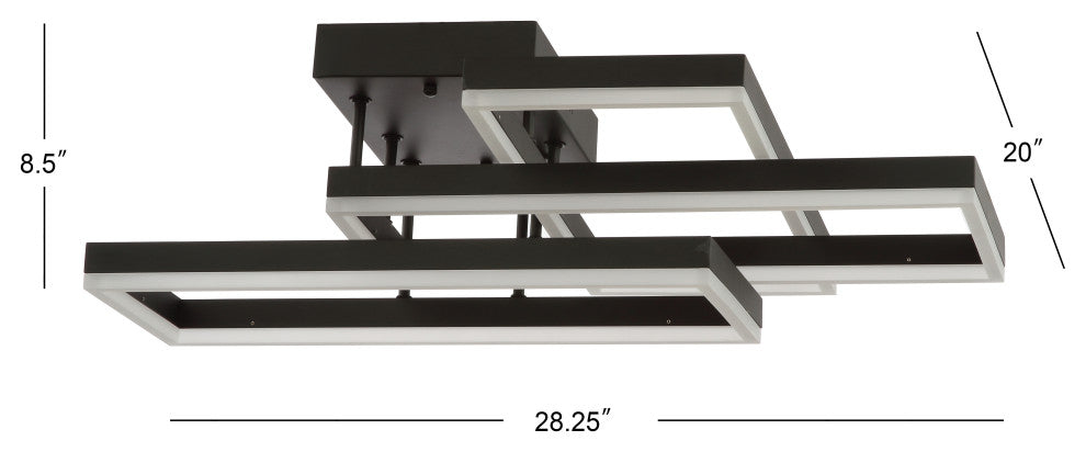 Turing 28" Geometric Integrated LED Metal Flush Mount, Black