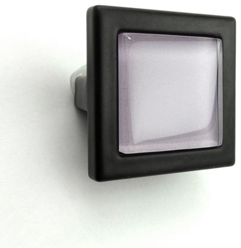 Wisteria Purple Crystal Glass Black Metal Square Manor Knob