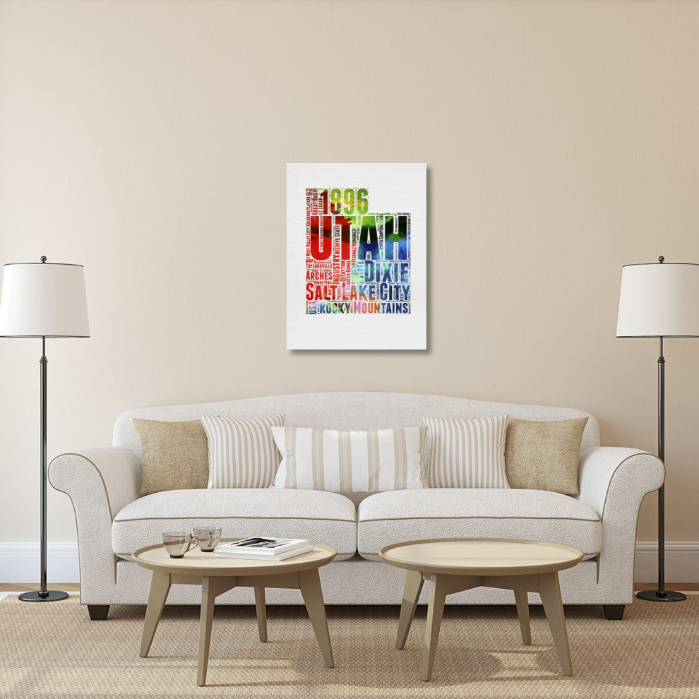 "Utah Watercolor Word Cloud" Fine Art Print