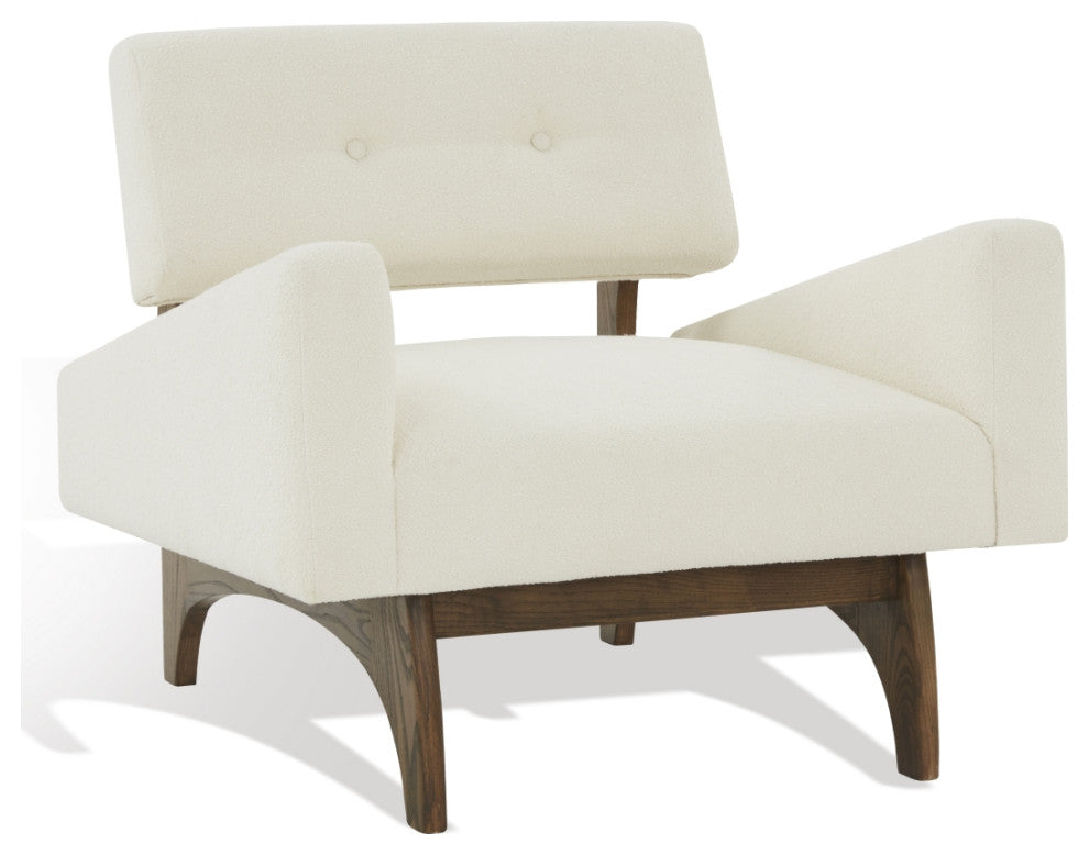 Safavieh Couture Davidson Scandinavian Accent Chair, Ivory/Dark Brown