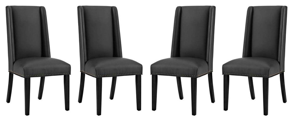 Baron Dining Chair Vinyl Set of 4, Black