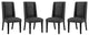 Baron Dining Chair Vinyl Set of 4, Black