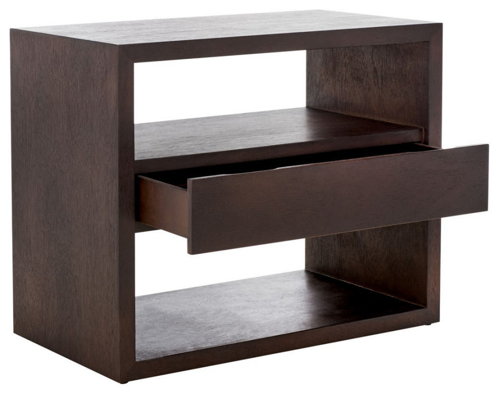 Safavieh Munson 2 Shlf 1 Drawer Nightstand, Dark Oak