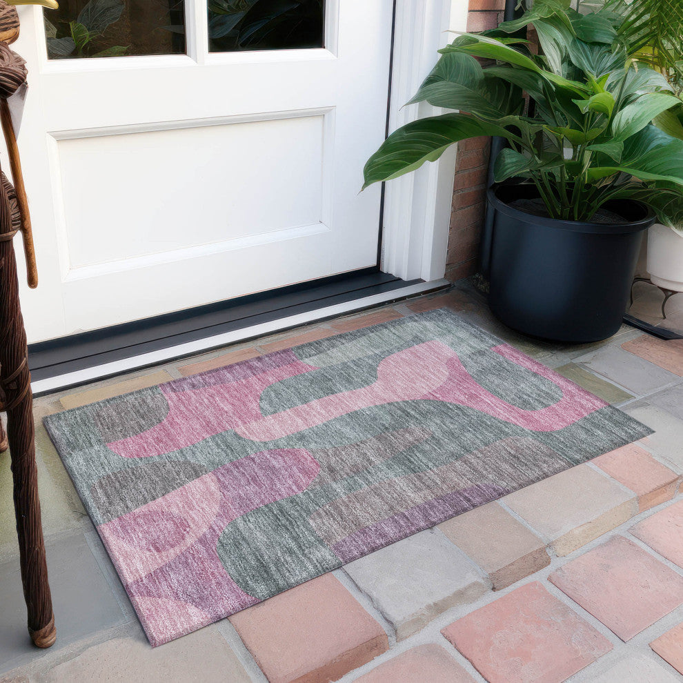 Machine Washable Indoor/Outdoor Chantille ACN1867 Blush 1'8" x 2'6" Rug