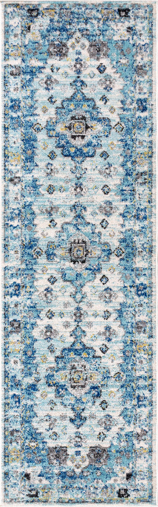 Modern Persian Boho Vintage Medallion Area Rug, 2x8