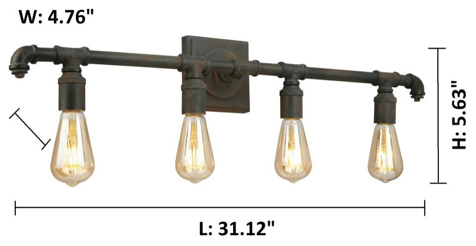 Wymer 4-Light Bath Vanity Light, Zinc
