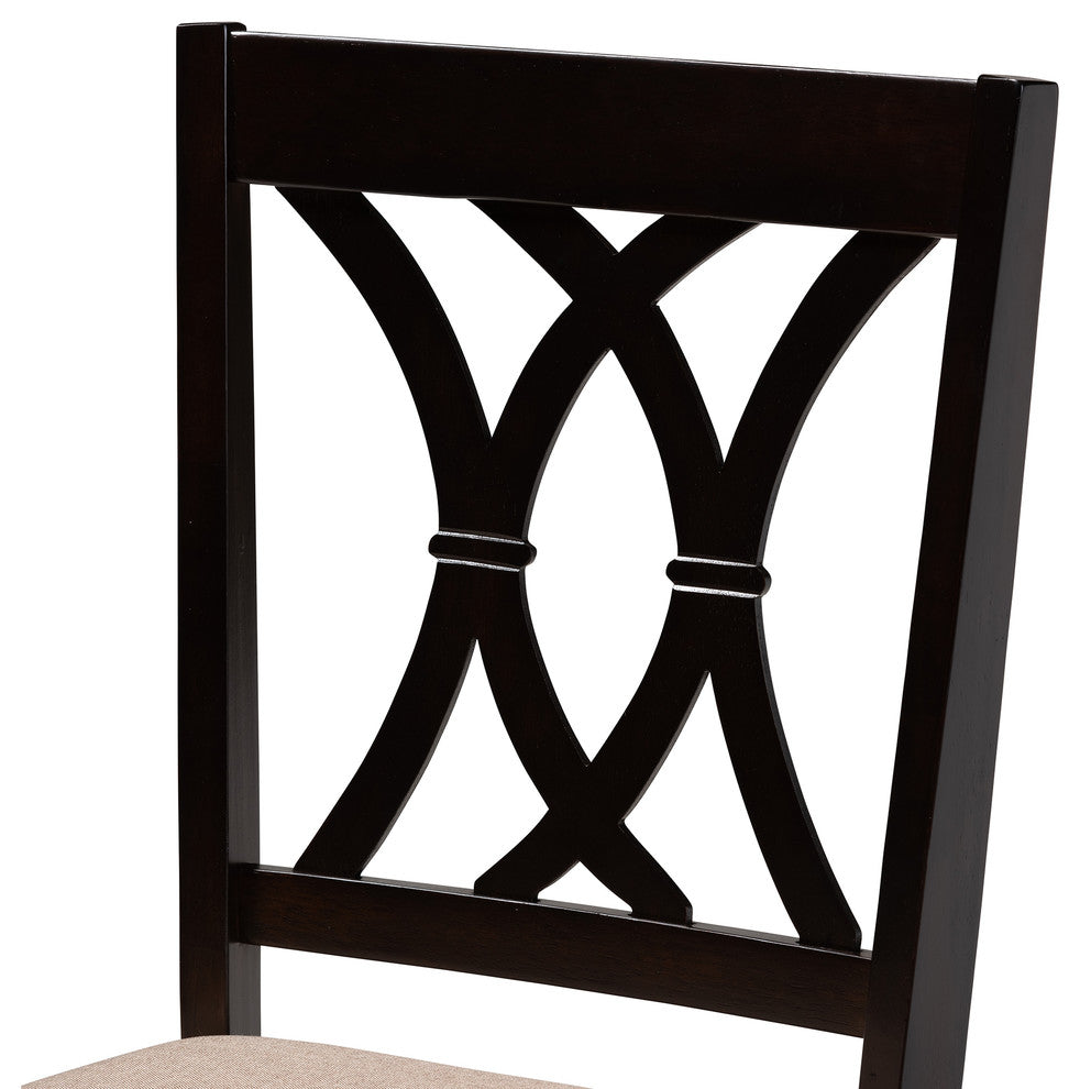 Narelle Sand Fabric Espresso Brown Finish Dining Chairs, Set of 4