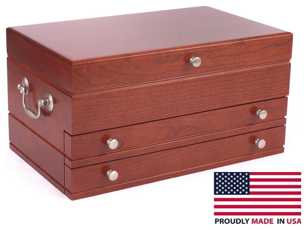 First Lady Jewel Chest, Solid American Cherry Hardwood, Heritage Cherry